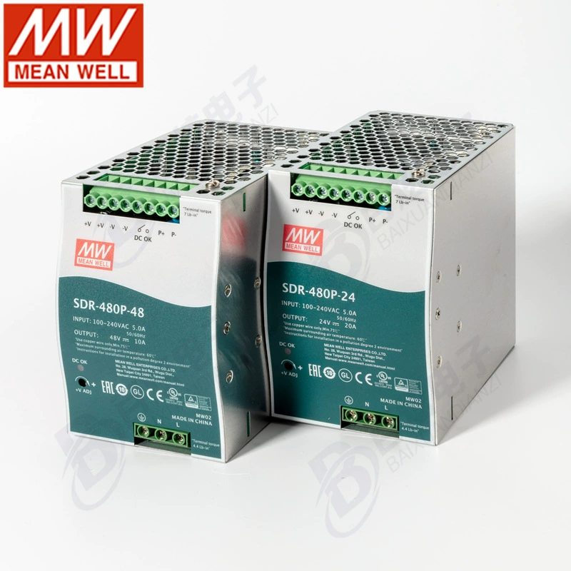 Taiwan Mingwei SDR-480P 480Вт 24В/48В направляющая рельсовый выключатель питания PLC для промышленного управления может быть параллельно 3 года