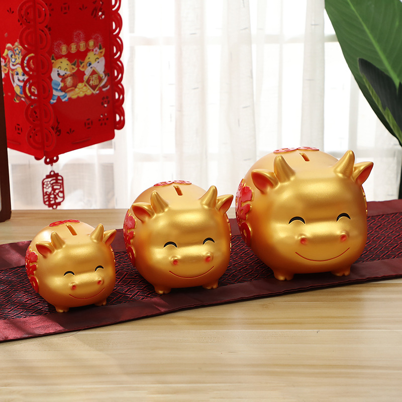 金牛存錢罐兒童卡通節日送禮可愛小牛儲蓄罐可存可取儲錢罐擺件
