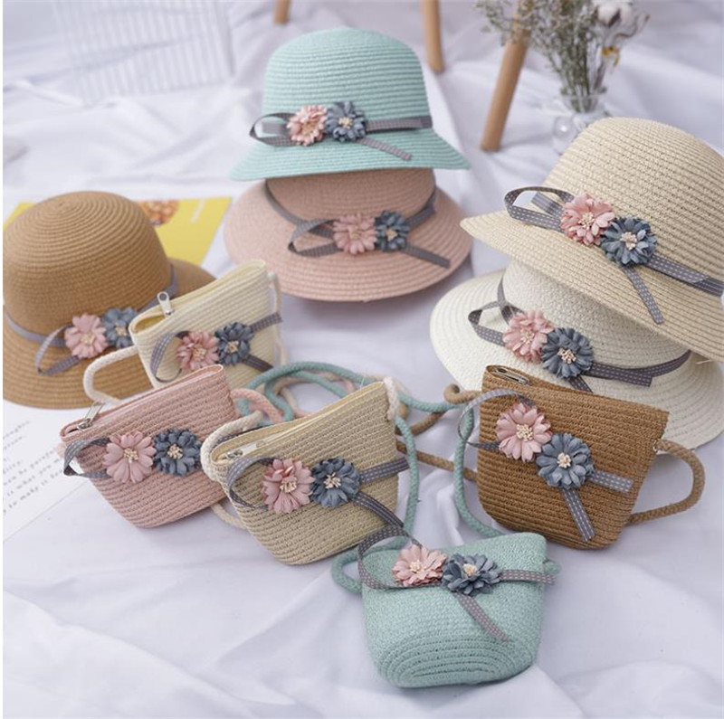 Children's fresh flowers straw hat sanda...