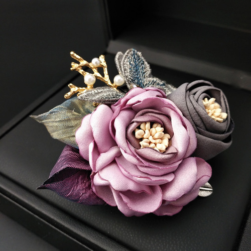 Fabric Flower Large Flower Korean Original Design Lace Butterfly Brooch Atmospheric Cardigan Coat Accessory