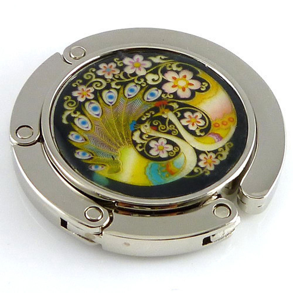 厂家直供金属工艺品 孔雀蝴蝶复古花纹贝壳个性图案折叠挂包钩