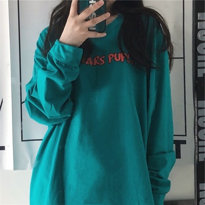 【官方圖】296#2020上衣女秋長袖港風原宿t恤女