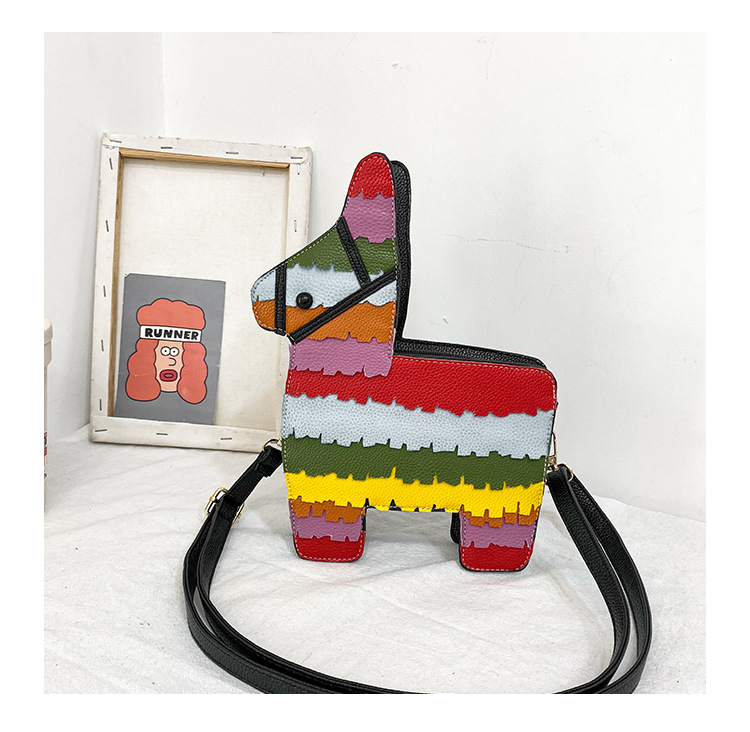 Hot Selling Fashion New Creative Hit Color Cute Cartoon Rainbow Color Stitching Pu Pony Crossbody Bag Shoulder Bag Nihaojewelry Wholesale display picture 78