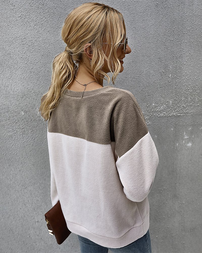 simple color matching sweater long-sleeved T-shirt wholesale NSKA295