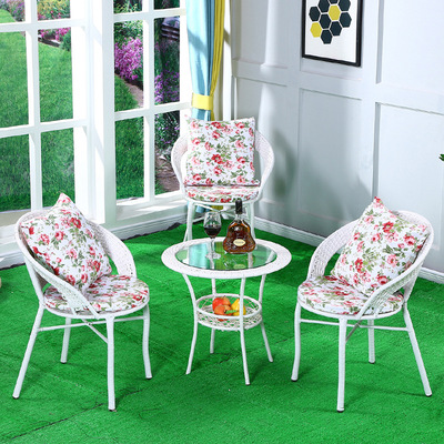 户外家具阳台桌椅简约小茶几庭院室内编织单人组合编织藤椅三件套