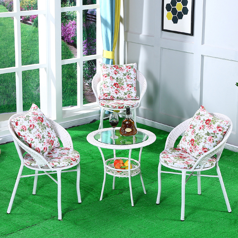 户外家具阳台桌椅简约小茶几庭院室内编织单人组合编织藤椅三件套