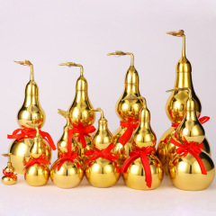 Manufacturer wholesale copper gourd ornaments brass glossy leaf gourd opening gossip handicrafts home ornaments