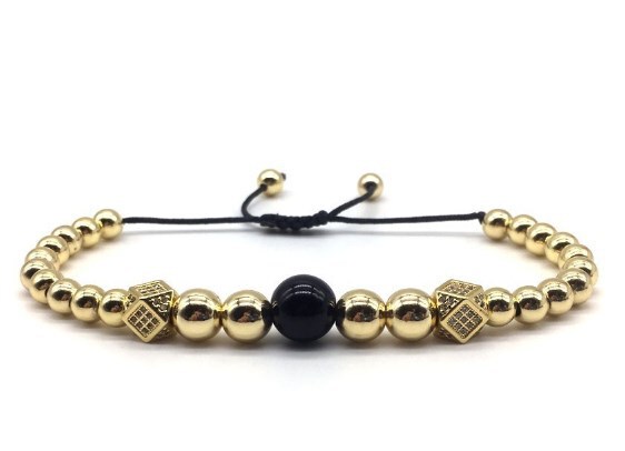 Micro-inlaid zircon 14k gold color retention 4mm hexagonal beads jewelry beads bracelet electroplated beads bracelet gh5d micro-inlay