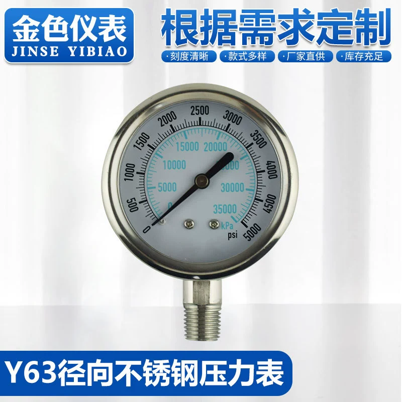 Индивидуальный манометр Y63, радиальный манометр из нержавеющей стали. Индивидуальный манометр с изображением и образцами. Добро пожаловать на консультацию.