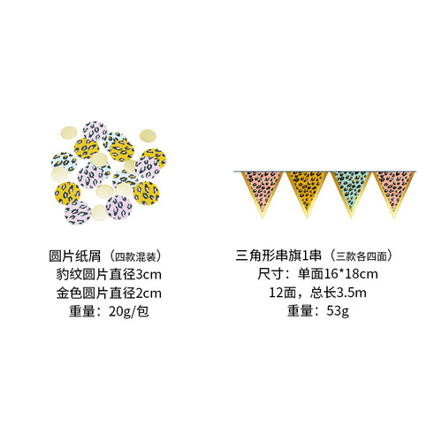 Hot stamping leopard print themed adult birthday party supplies decoration disposable tableware set paper plates paper cups tissue paper