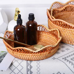 Vietnamese rattan woven fruit basket snack bread rattan basket bedroom living room hollow edge wave storage basket