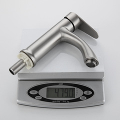 Factory direct sale 304 stainless steel bathroom sink single cold water faucet lead-free brushed washbasin face basin faucet