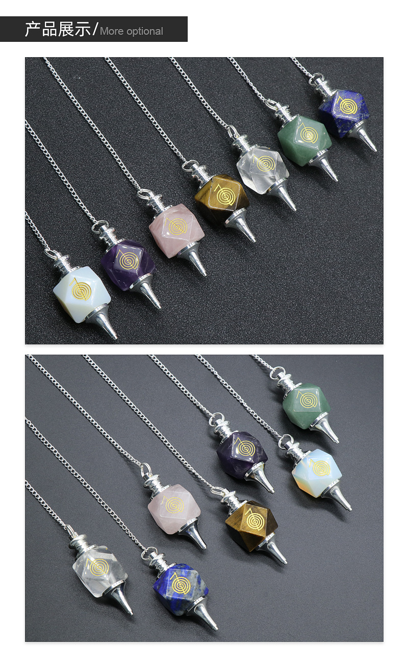 chakela amethyst powder crystal spirit pendulum green gold tiger eye stone healing necklace