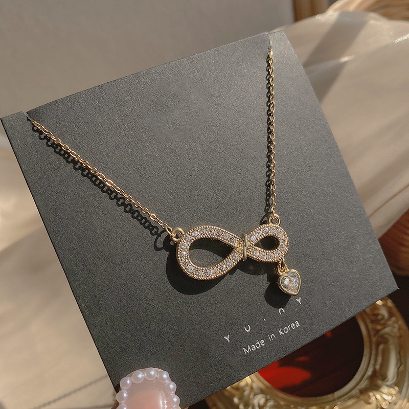 Korean bowknot titanium steel clavicle c...