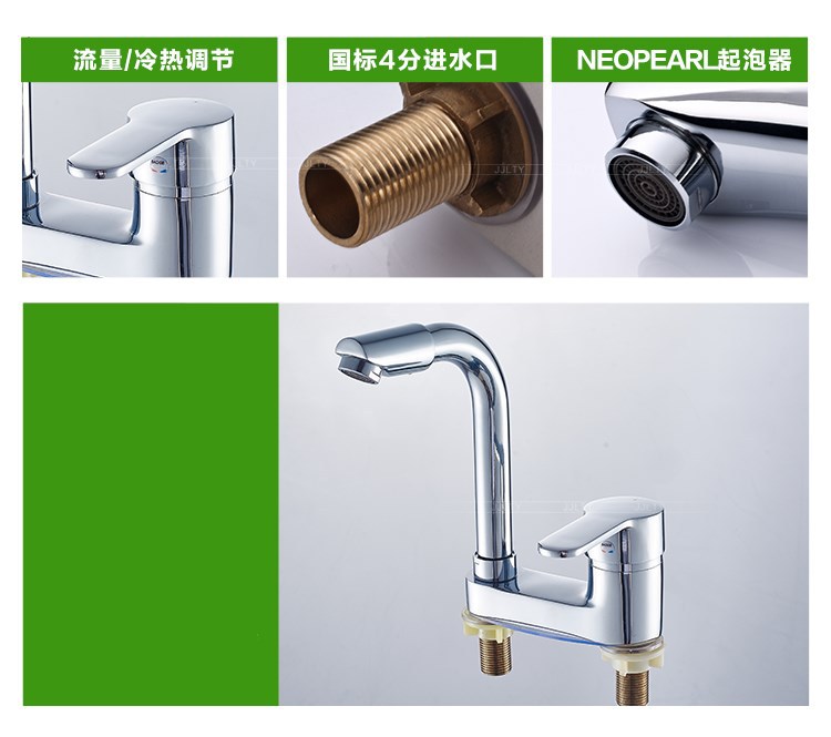 Brass washbasin, double-hole column basin, rotating faucet, bathroom for washing face and hair, cold and hot double-hole washbasin faucet undefined