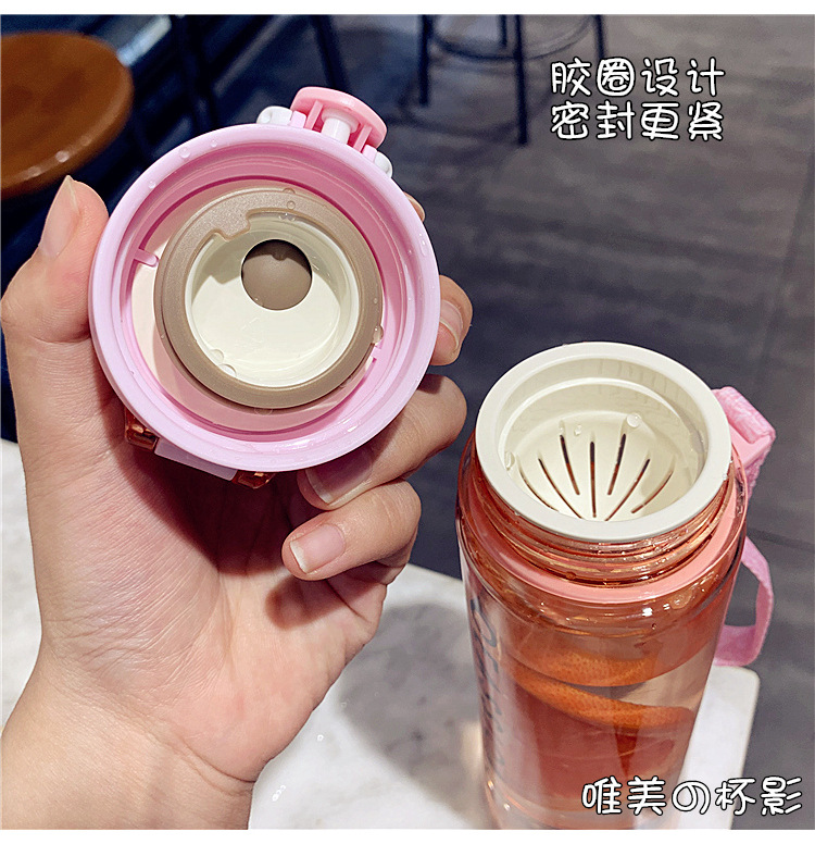 Hot Selling Fashion Portable Personality Trend Plastic Cup Sports Fitness With Tea Leaking Bottle display picture 13