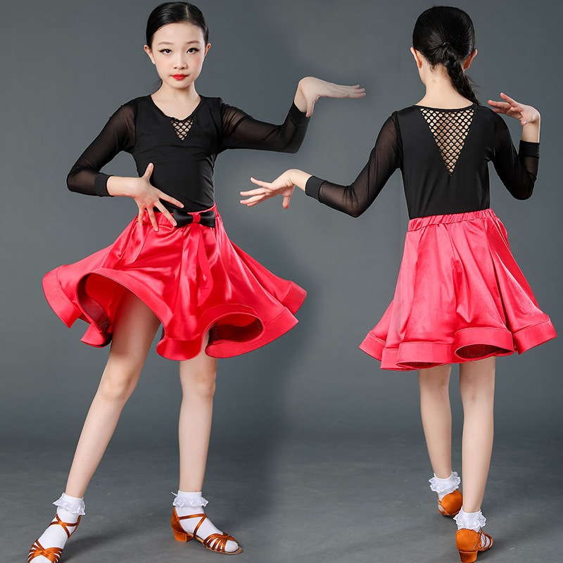 Red leopard blue white color Professional Latin dance dresses for girls