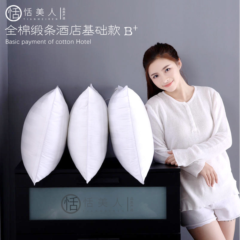 厂家直销全棉缎条酒店羽丝绒枕芯纯棉家用枕头芯单人学生线下批发