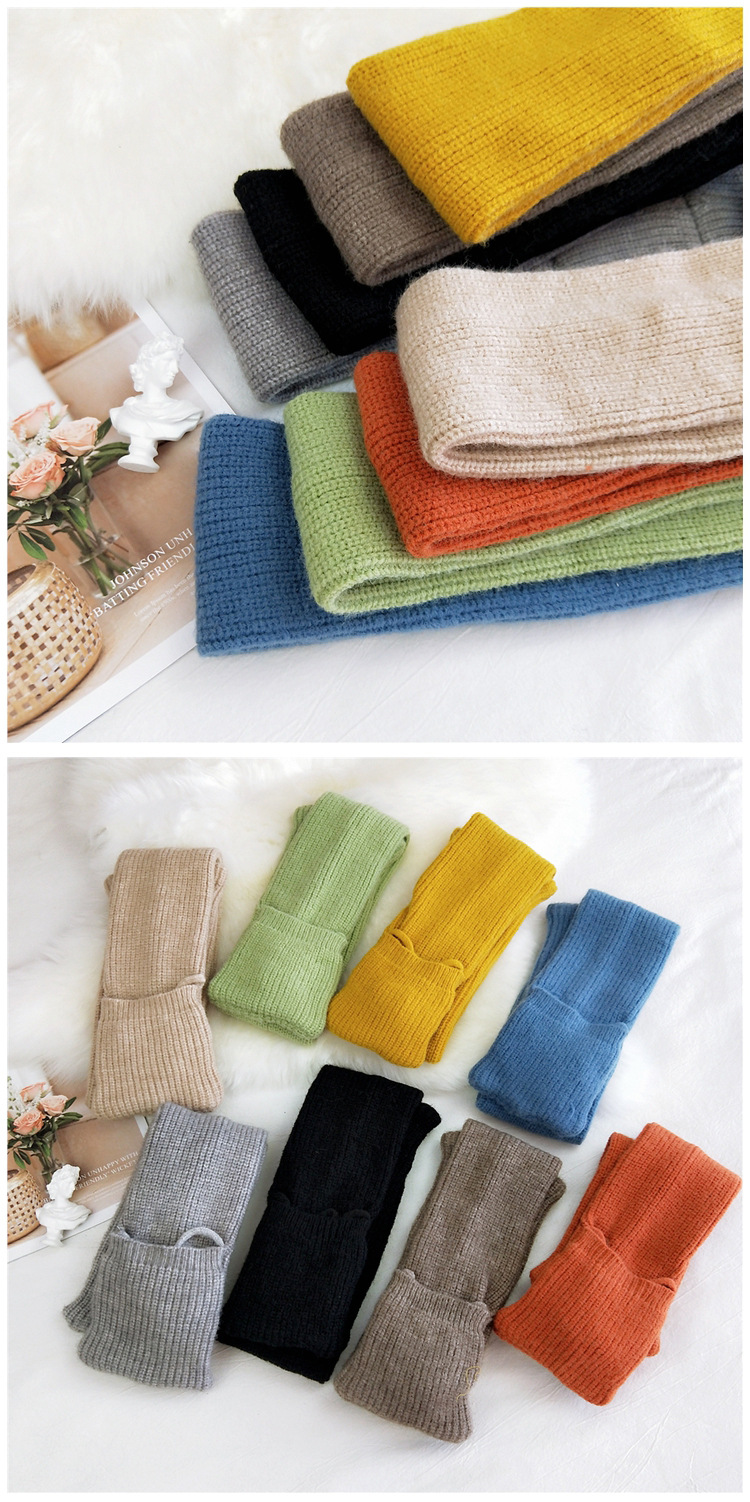 Bags Pure Color Cross Socket Knitted Wool Scarf display picture 12