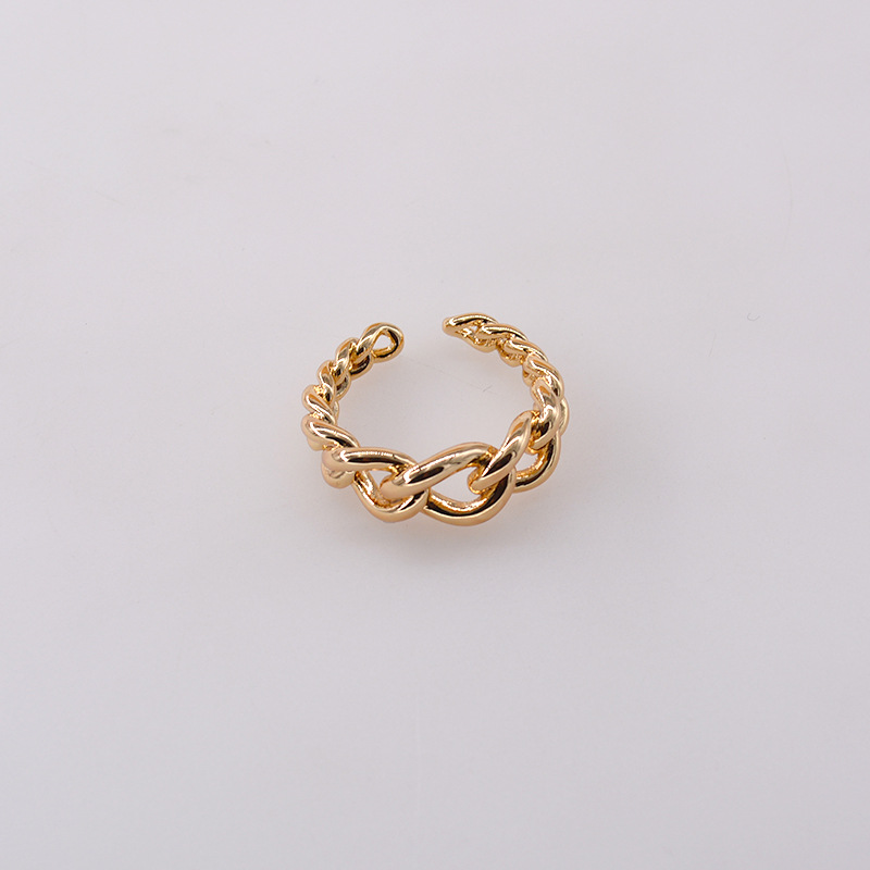 Simple Metal Chain Ring Female Korean Chain Rings Retro Hollow Opening Ring display picture 7