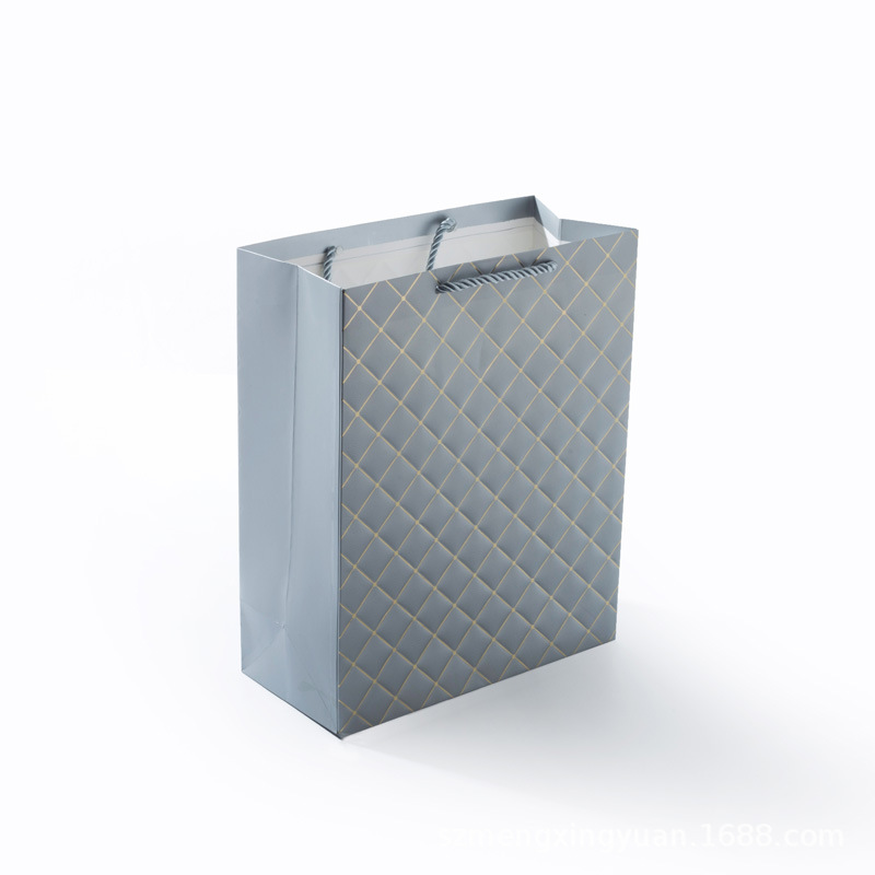 Bolsa de diamantes gris; cartón blanco; largo 12 * ancho 7 * alto 15 cm