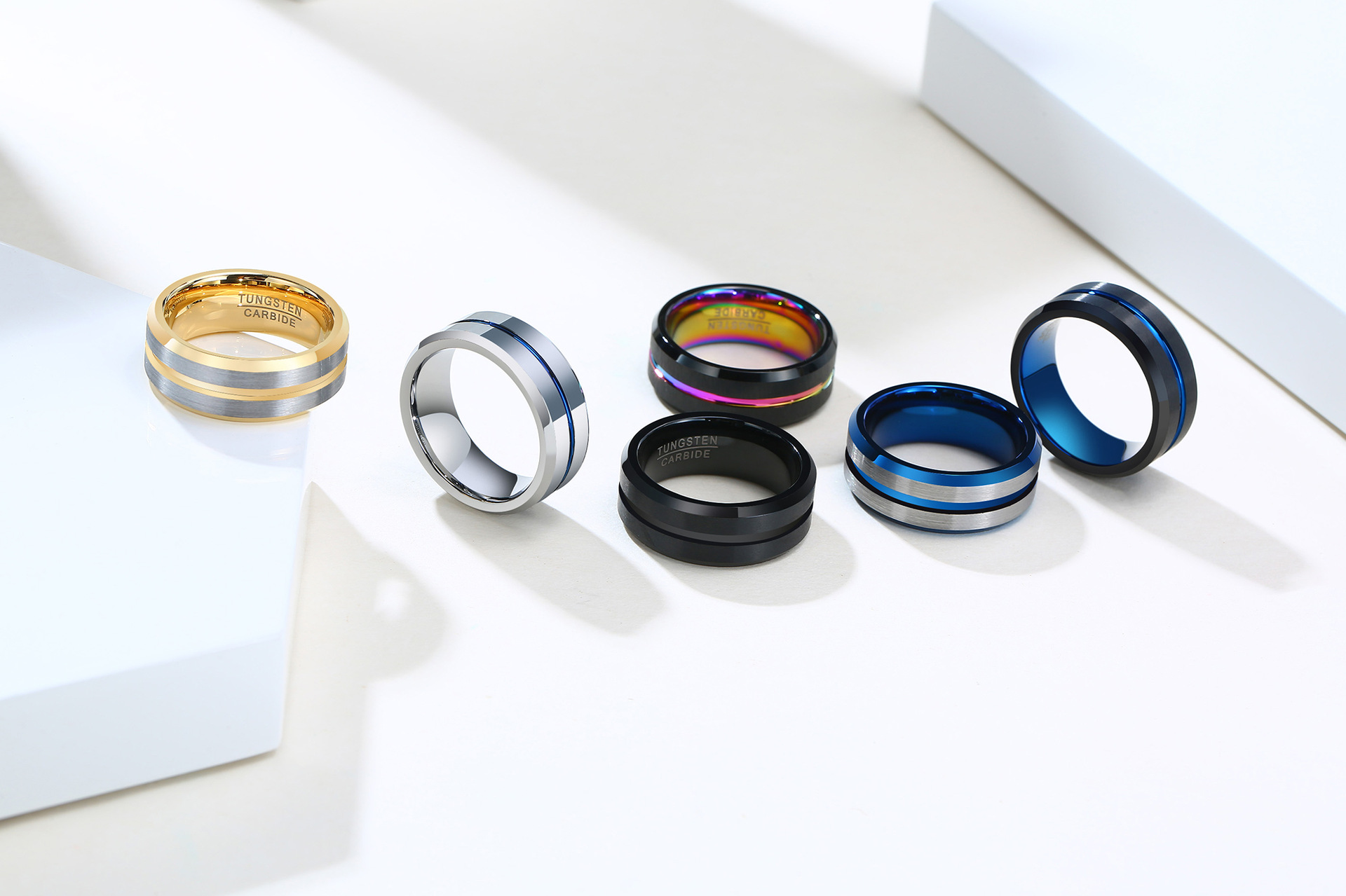 Fashion Letter Tungsten Steel Rings Plating Stainless Steel Rings