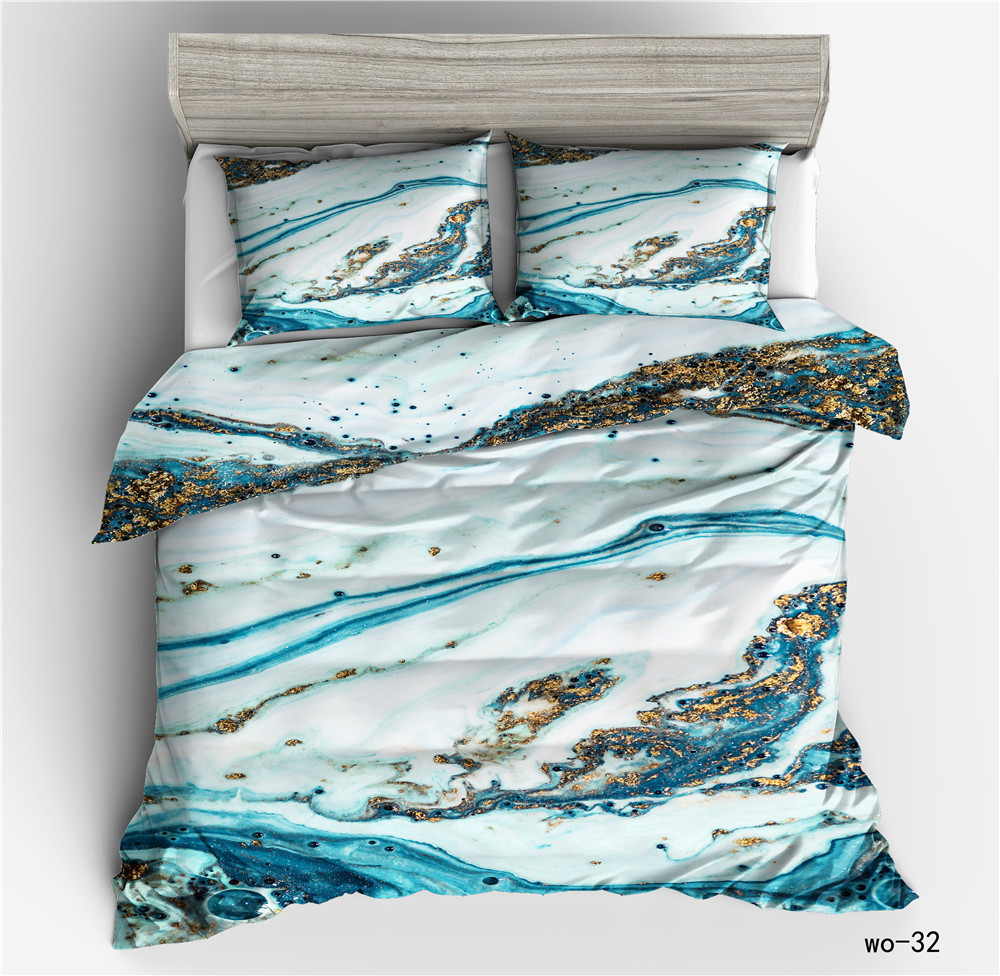 Housse de couette numérique en marbre moiré et taie d'oreiller pour la maison, housse de couette trois pièces, textile transfrontalier personnalisé Vio_voghion.com