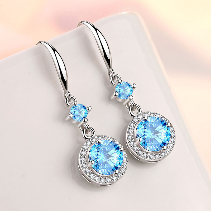 Fashionable blue copper platinum earrings