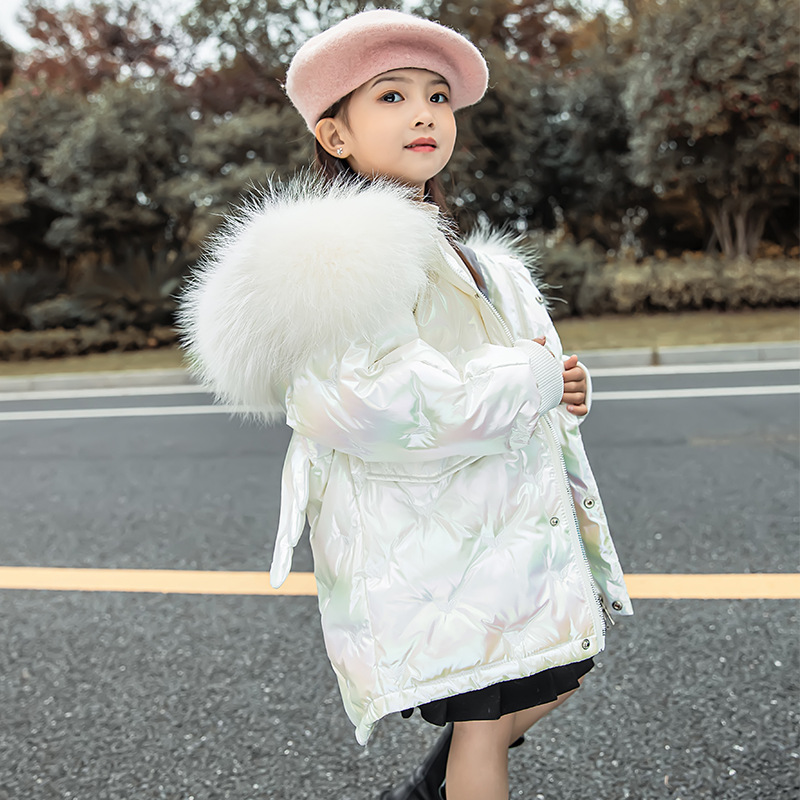 2020童装新款儿童羽绒服中长款韩版加厚炫彩小天使中小童女童外套
