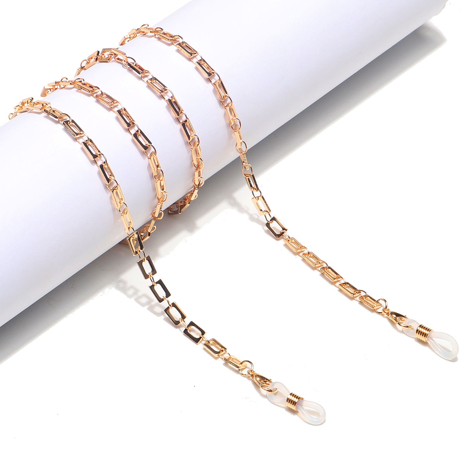 Fashion Simple Color Preserving Copper Rectangular Glasses Chain display picture 2