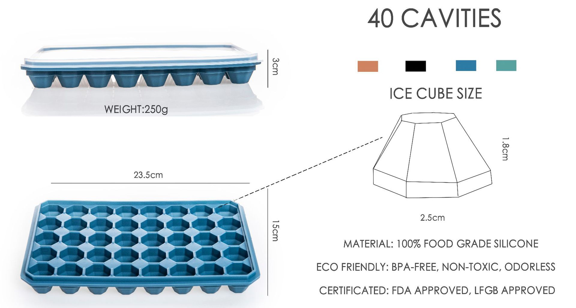 食品级40孔带盖硅胶冰格 自制钻石冰块冰格模具 DIY可折叠制冰盒-阿里巴巴
