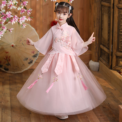 Girls fairy dresses kids hanfu Ru wind children ancient folk wear ancient costume dress baby girl Chinese skirt outfit antiquities 