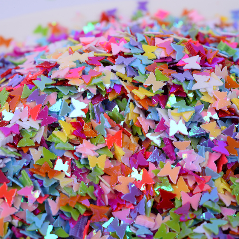 Factory Direct supply new 4mm small butterfly nail sequins magic color laser nail beads DIY Crystal mud material Factory Direct supply new 4mm small butterfly nail sequins magic color laser nail beads DIY Crystal mud material
