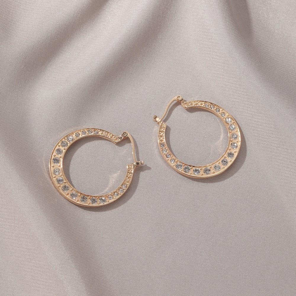 New Retro Style Exaggerated Hollow Large Circle Earrings Inlaid With Diamond Fan-shaped Earrings Wholesale Nihaojewelry display picture 7