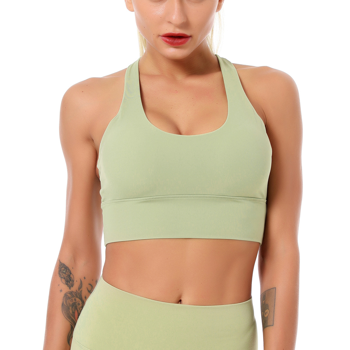 Solid criss cross back sports bra NSNS47263