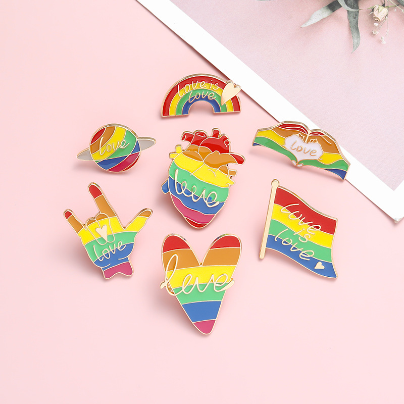 Creative Cartoon Rainbow Series Letter Alloy Dripping Oil Brooch display picture 2
