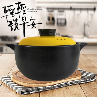 Ceramic pot household Stew pot Porridge Casserole Soup pot High temperature resistance Gas Flames Claypot Soup pot black