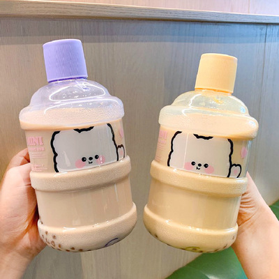 originality Mini barrel tea with milk lovely Plastic cup personality Trend student Couple Cups Red Cup 630ML