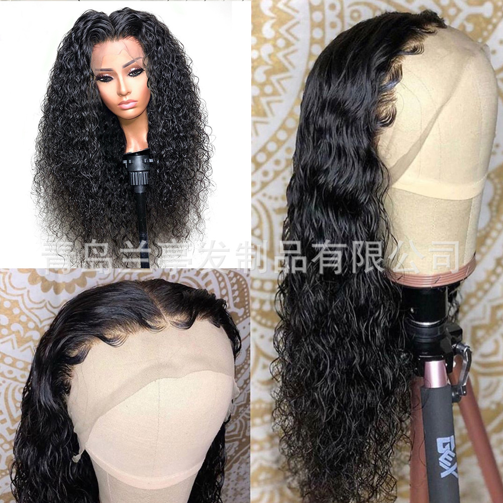 Women'S Black Front Lace Small Wave Curly Hair Lanting Wig Headgear