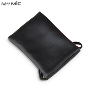 Collar clip microphone leather bag lapel storage bag portable microphone Pu bag mini leather bag