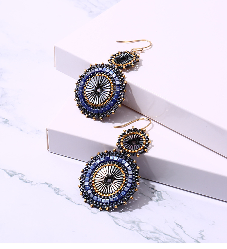 8g Weight 1 Pair Retro Bohemian Round Seed Bead Drop Earrings