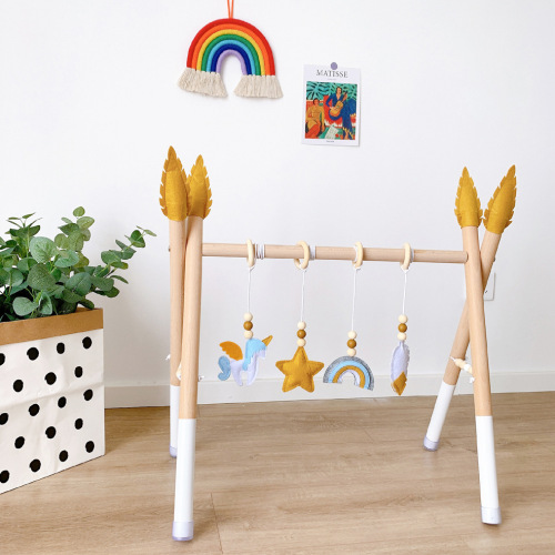 INS Decor Nordic Style Wooden Fitness Toy for Newborn Baby, Infant Fitness Frame, Children's Toy