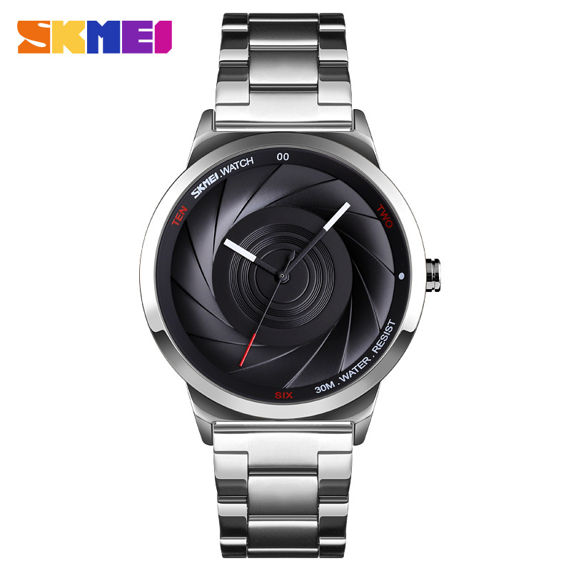Skmei 9210 moda hombres de moda de negocios Reloj simple tridimensional superficie impermeable de alto grado de oro reloj de cuarzo