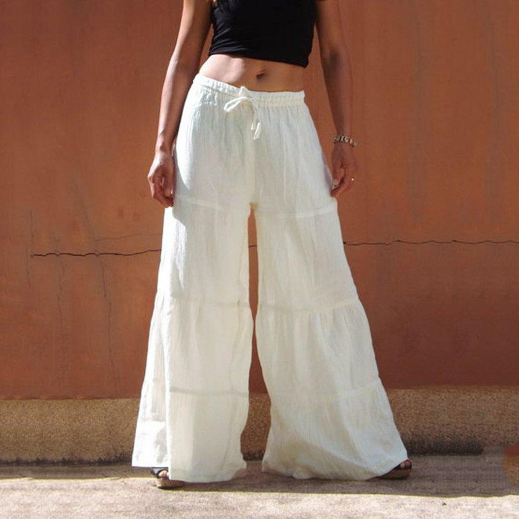 Women's Daily Simple Style Solid Color Full Length Washed Casual Pants Wide Leg Pants display picture 3