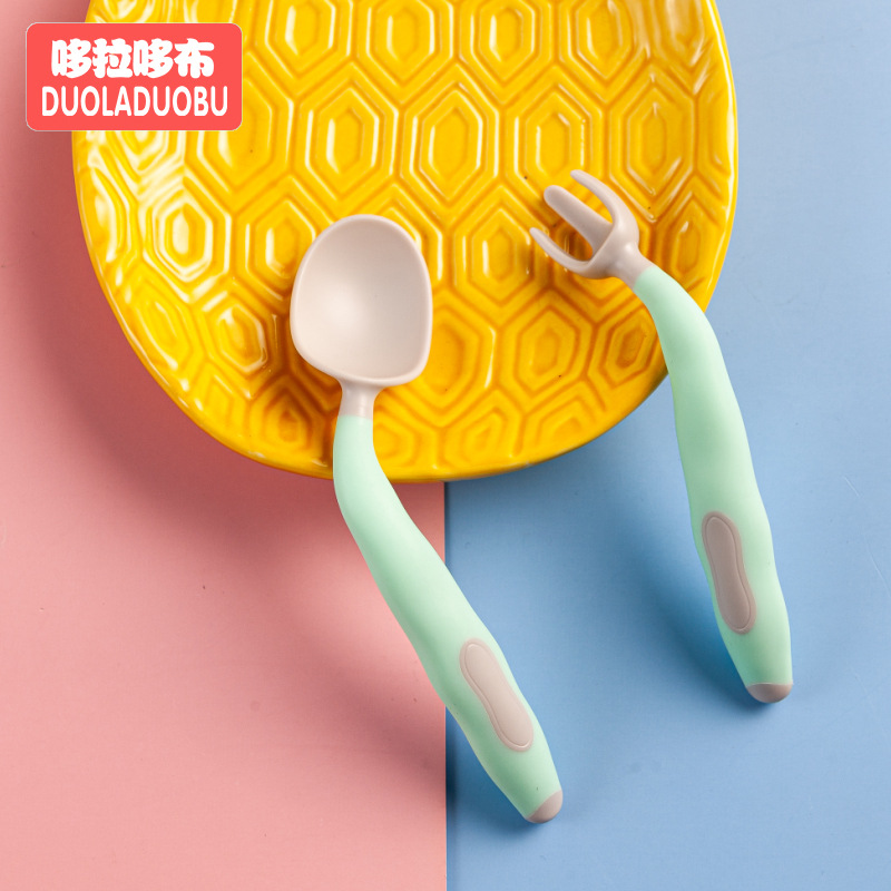 哆拉哆布 嬰幼兒立體訓練吃飯勺叉兒童可彎曲訓練pp叉勺組合 6267