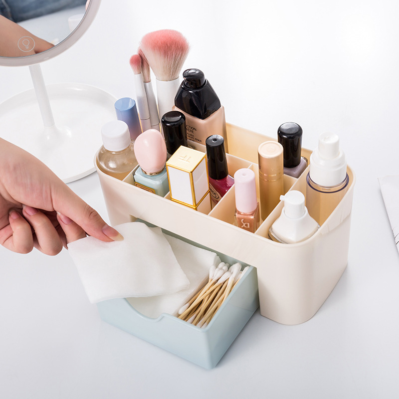 Caja de almacenamiento de cosméticos de escritorio lápiz labial rack tocador acrílico chica cuidado de la piel acabado cajón de almacenamiento de joyas