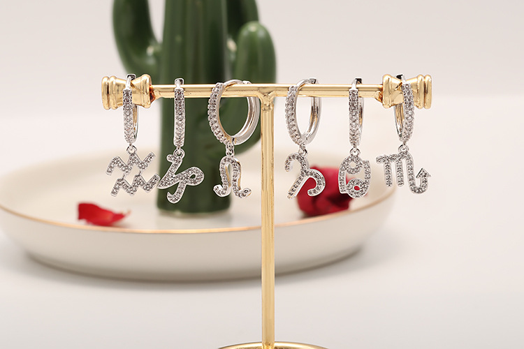 Classic Fashion Inlaid Zircon Constellation Earrings Wholesale display picture 8