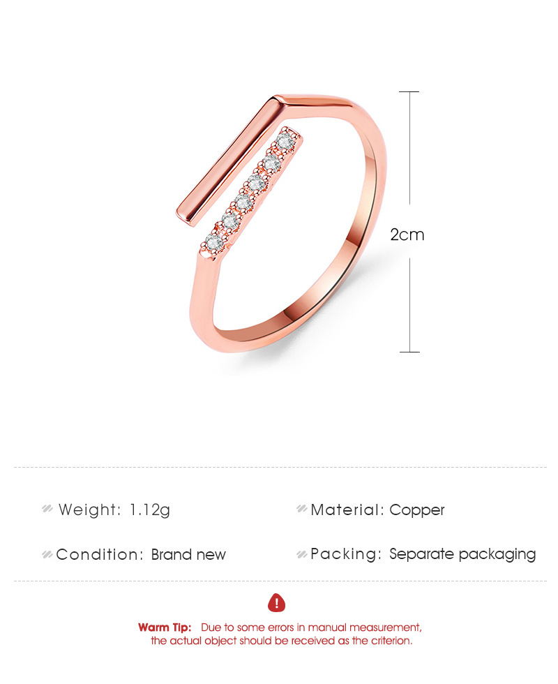 New Simple Word Ring Niche Design Sense Simple Zircon Line Opening Index Finger Ring display picture 1