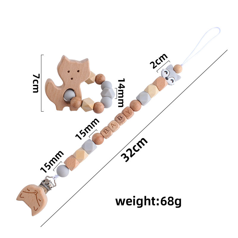 Nueva Haya zorro pezón clip Fox mordedor pulsera bebé silicona pequeño zorro perlas molar juguete pezón cadena