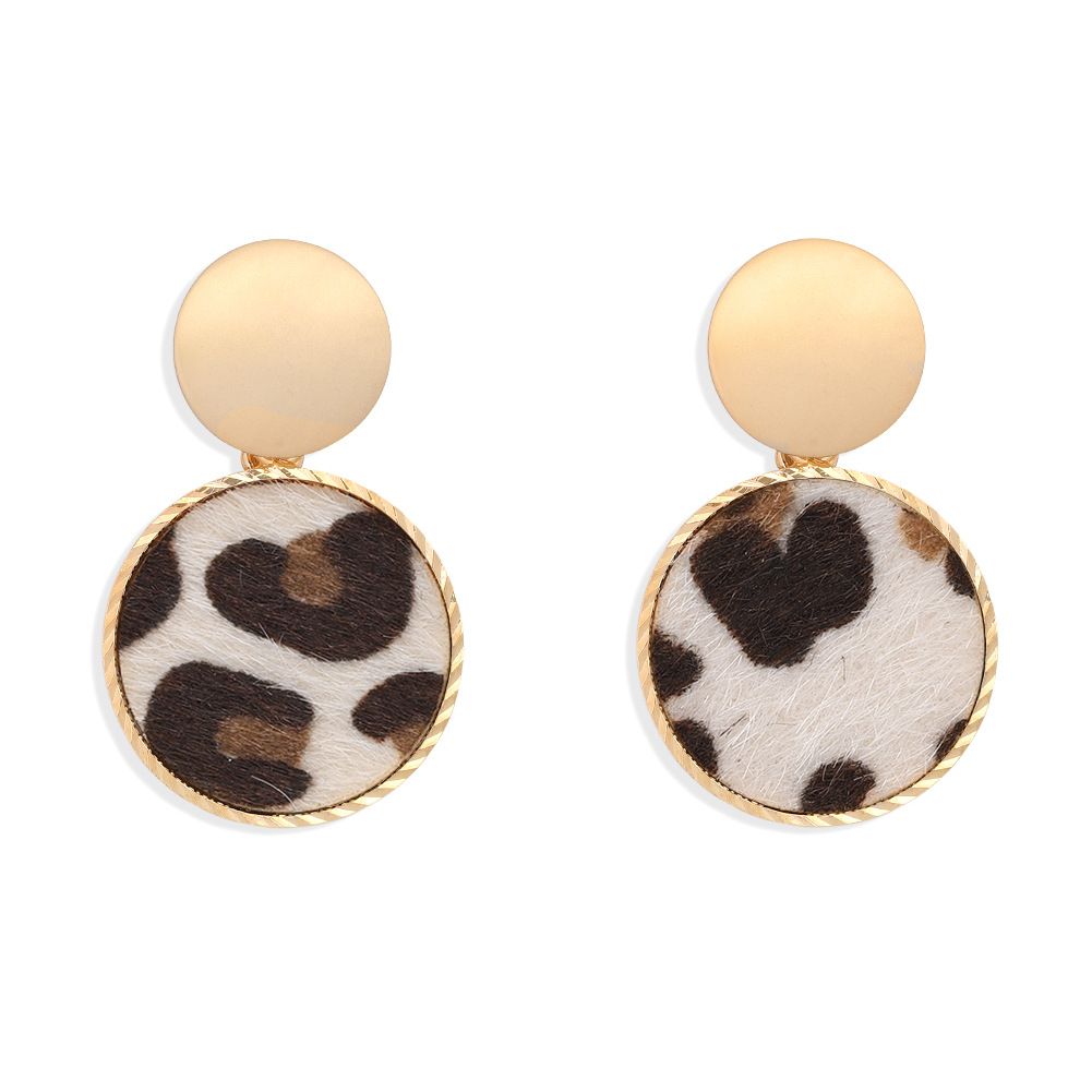 Leopard Hair Ball Retro Earrings display picture 2